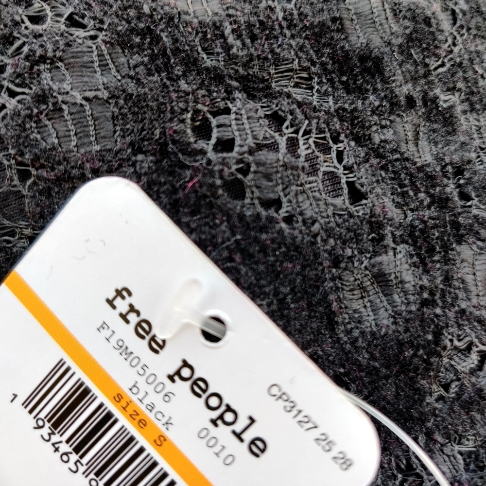 Free People Celine Black Velvet Bralette Top Small - Picture 3 of 4